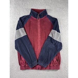 Vintage Perry Ellis Velour Track Jacket Men Large Full Zip 90s Y2k Colorblock